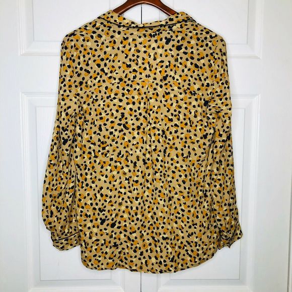 Zara Basic Leopard Print Button Up Blouse - Picture 2 of 6
